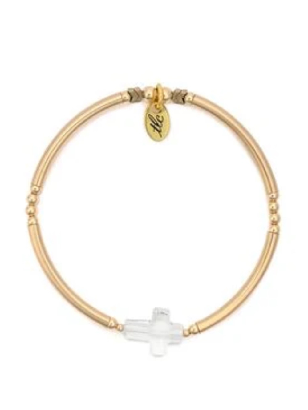 Precious Blessings Crystal Cross & Gold Filled Strech Bracelet